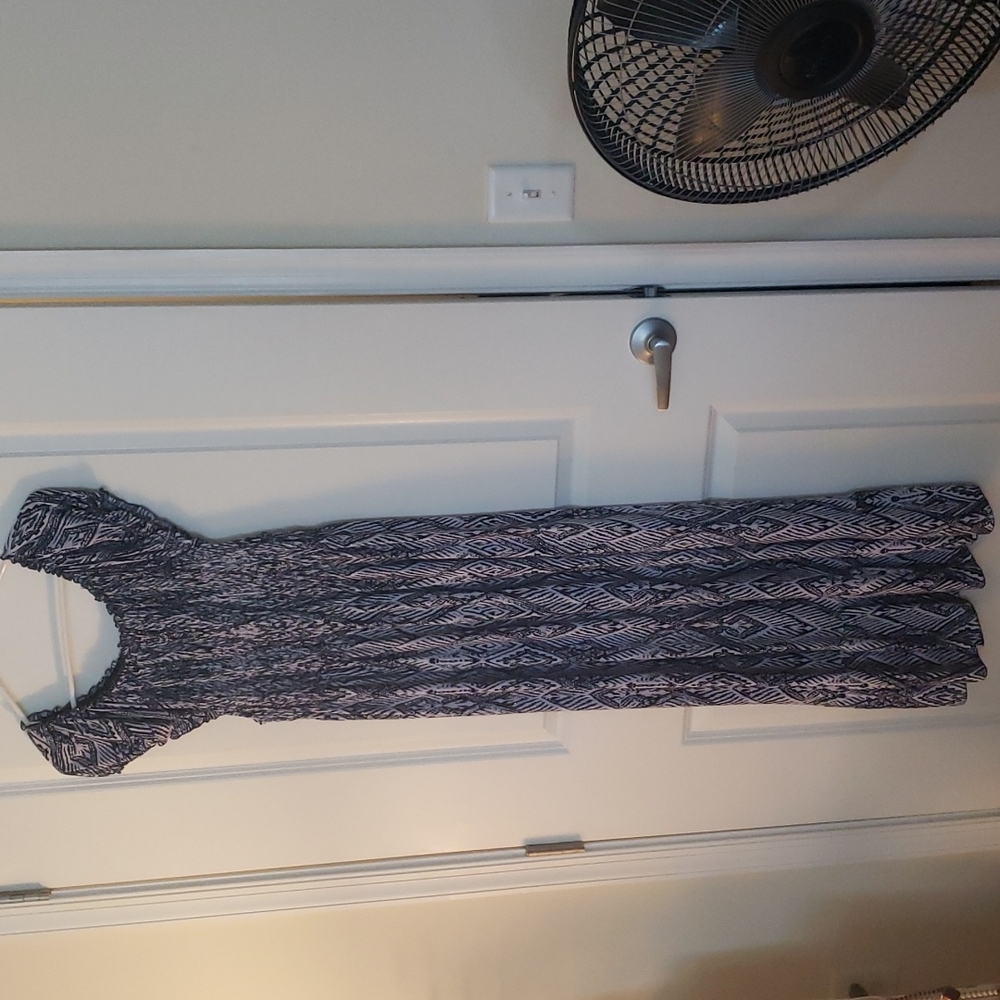 Shimmery Navy Blue and White Intricate design maxi dress